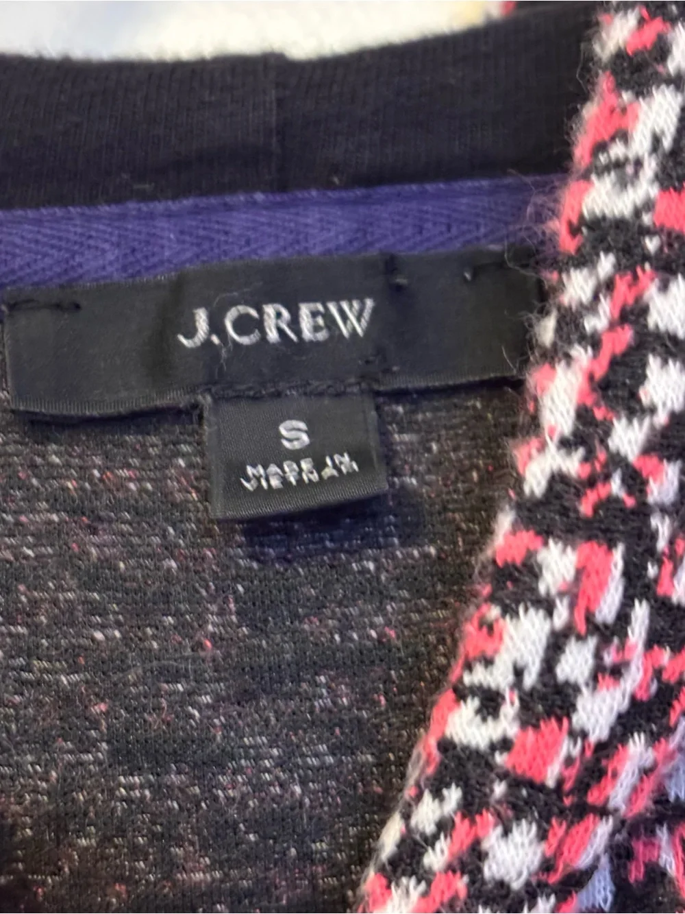 J. Crew Pink, Black & White Knit pull over Sweater Hoodie with zipper